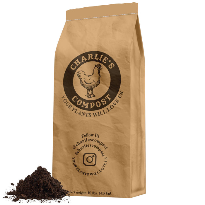 Charlie's Compost - Odor Free Organic Fertilizer for Home Gardens, Raised Beds, Containers, Seed Starting Mix, Natural Soil Amendment with Biochar 10lb