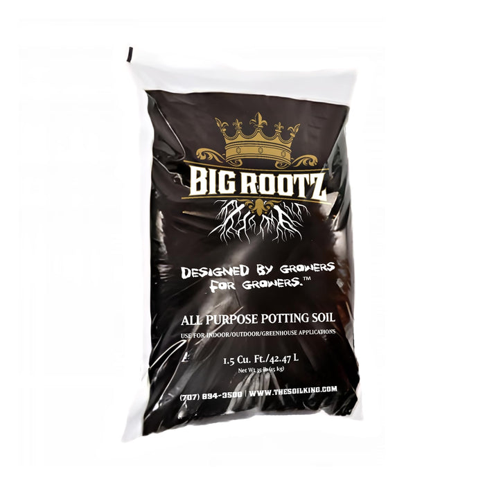 Soil King Big Rootz Organic Soil - CDFA & EnvirOganic Certified. All-Purpose Potting, pH Adjusted for Maximum Nutrient Uptake & Root Growth, Indoor & Outdoor Plants, 40 lb. Bag