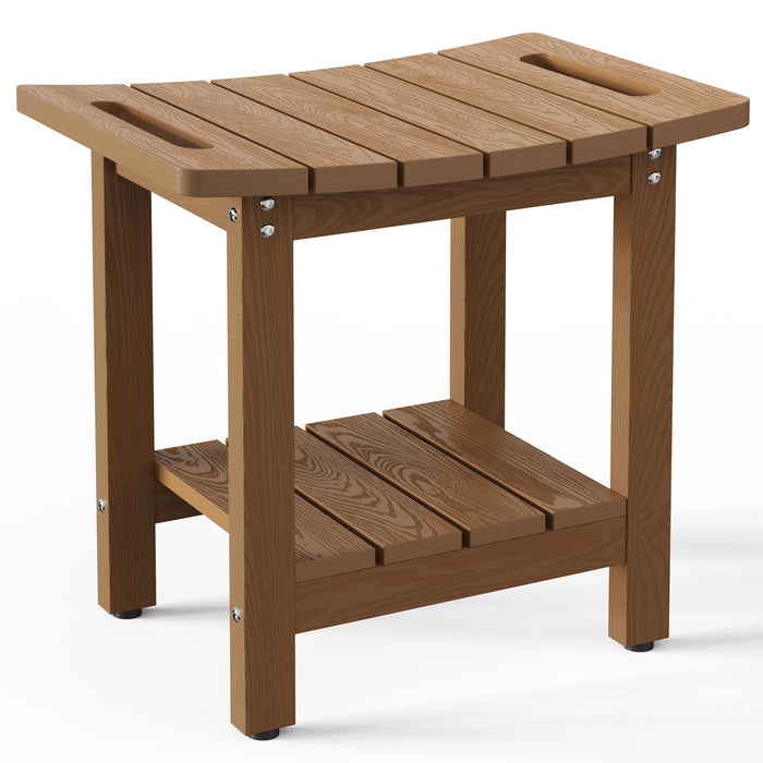 oridom HIPS Shower Benches for Inside Shower, Shower Stool with Space-Efficient Storage Shelf, Waterproof Shower Chair Seat for Spa Bathroom(Brown)