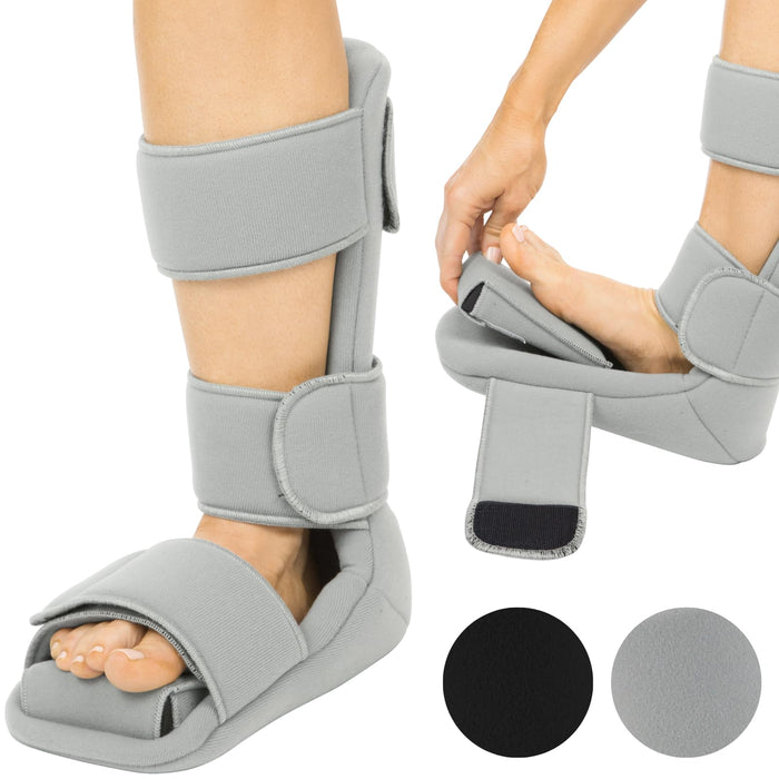 Vive Plantar Fasciitis Night Splint Plus Trigger Point Stretch Wedges - Soft Leg Brace Support, Orthopedic Sleeping Immobilizer Stretch Boot (Large: Men's: 8.5-11, Women's: 10-12)