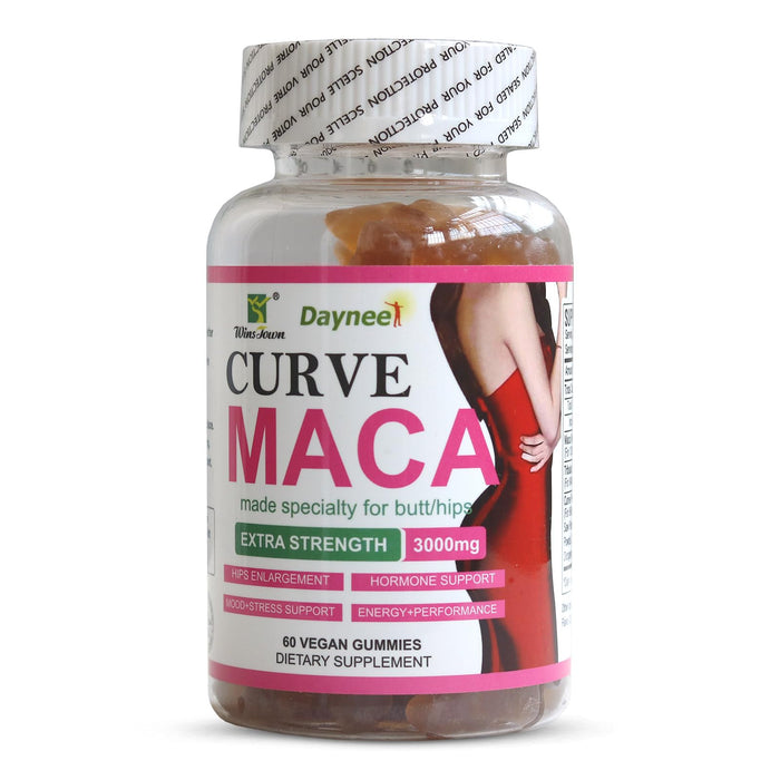 Wins Town Curve Maca Gummies, 3000mg Tribulus Herbal Supplements for Butt/HIPS Enlargement, 60 Count