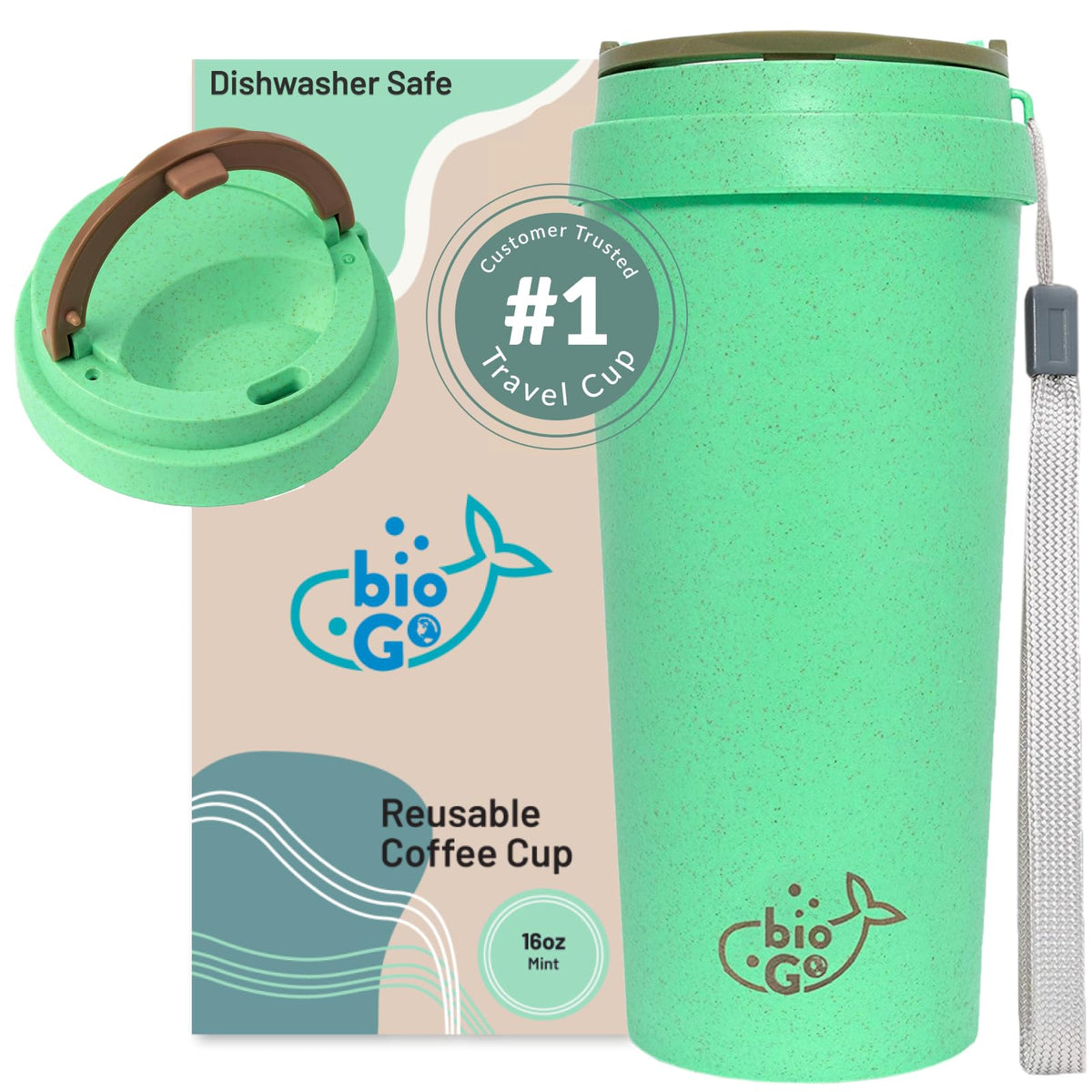 bioGo 16oz Cup, Rice Husk Fibre, BPA-Free, Double Wall Insulation Reus ...