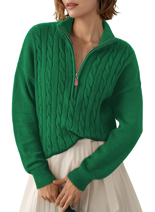 Dokotoo Christmas Womens Sweaters for Women Trendy Fall 2025 Women Outfits Dressy Casual Women's Sweaters Cable Knit Fashion Winter Old Money Clothing Cute Quarter Zip Sweater Pullover Oversized Tops