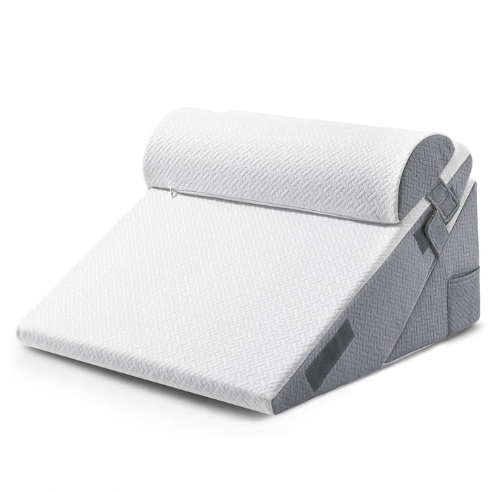 Sasttie Wedge Pillow Set for After Surgery, Adjustable Orthopedic Bed Wedge Pillow Set for After Surgery, Sleeping, Acid Reflux, Back Pain, and Recovery, Dark Grey & White