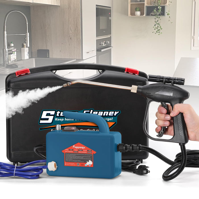 Hapyvergo High Pressure Steam Cleaner - 1700W Handheld Steamer for Cleaning Grout Tile, Hand Held Portable Steam Pressure Washer for Car Auto 110V