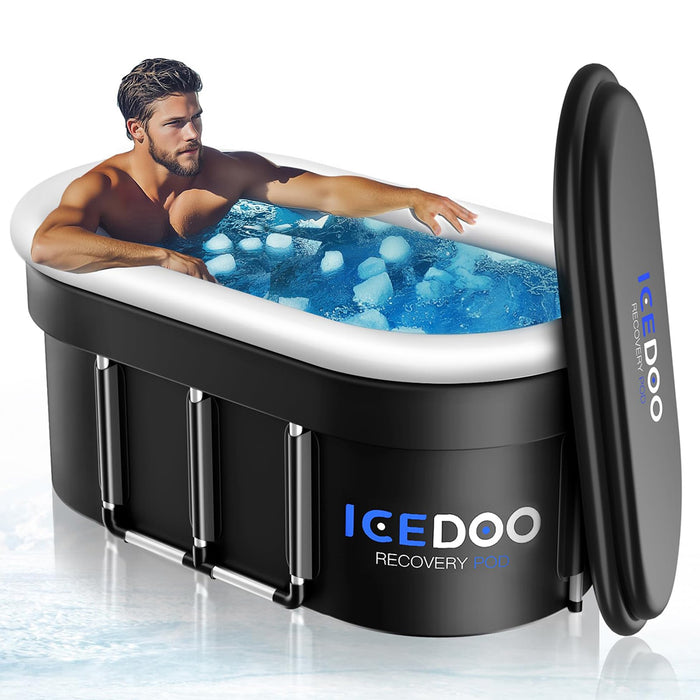 Wxtkkom Upgraded 132 Gal XXL Large Oval Ice Bath with Air Ring, Multi-Layered Portable Cold Plunge Tub for Athletes, Foldable & Inflatable Full-Body Cold Tub Recovery at Home, Outdoors,Gym Use