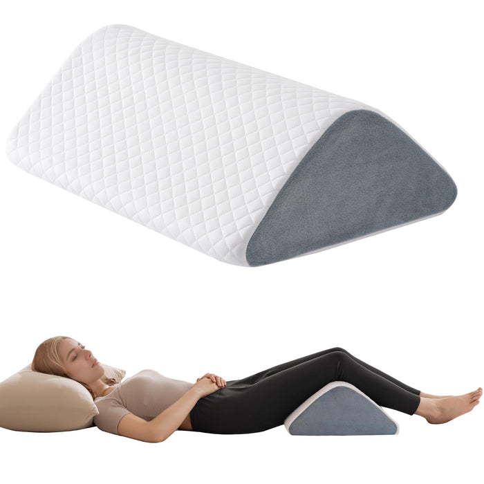 Knee Wedge Pillow 6.3'' for Post-Surgery Recovery - Leg Elevation Support for Sleep Position,Alleviating Lower Back & Hip Pain Enhancing Circulation in Ankles Legs Triangle Pillow with Removable Cover