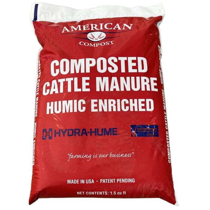 American Compost 1.5 Cu Ft, Hydra-Hume Enriched Manure - for Soil, Flowers, Potted Plants, Raised Beds, and Compost Tea