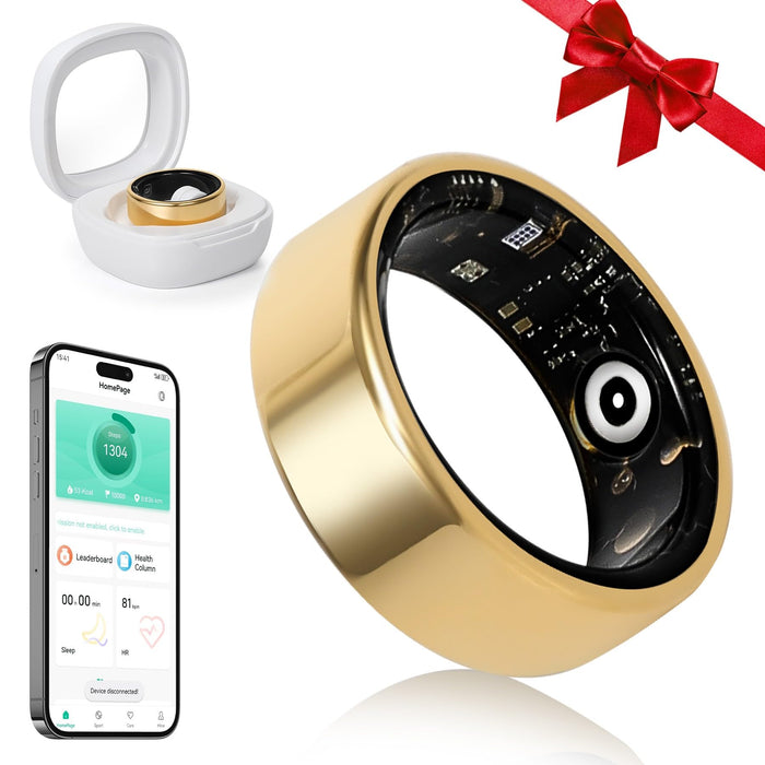 YULUCKGO Smart Ring Fitness Tracker for Women Men - Health Heart Rate Ring with Sleep Monitor and Blood Oxygen Tracking, No Subscription Fee, Family Care, Remote Photography,IP68 Waterproof(9#)