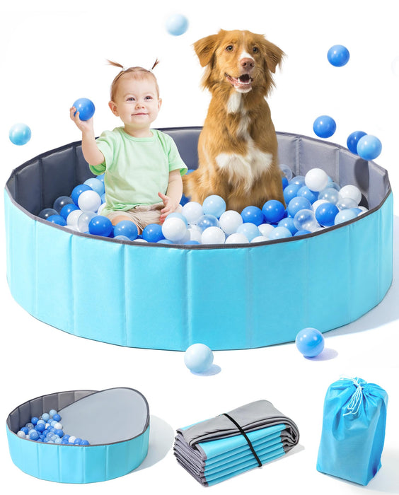 Retros Market Large Ball Pit for Toddlers - 44in Baby Ball Pool with Pop-Up Playmat, Foldable Play Pit for Kids Dogs Indoor and Outdoor Game, Balls Not Include (Blue)