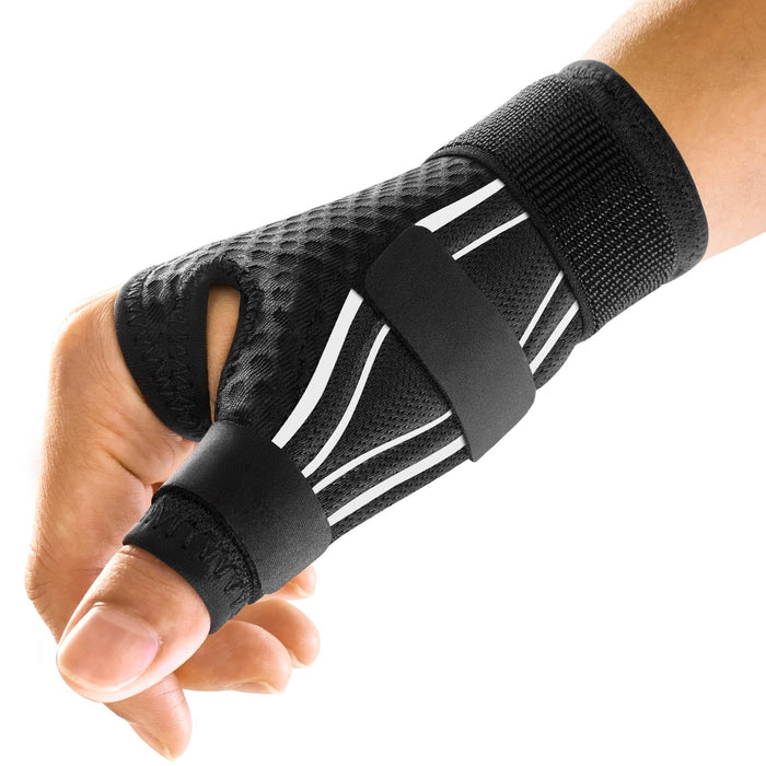 FREETOO Ergonomical Wrist and Thumb Brace Right Hand or Left Hand for Arthritis Pain and Support, Thumb Splint for Trigger Thumb, Finger Splint for Tendonitis, Sprain, MCP Pain (L/XL White/Black).