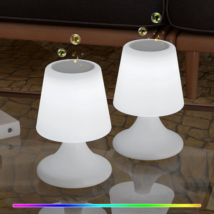 uuffoo Cordless LED Table Lamp with Speaker Shower Lamp Patio Outdoor Speaker with Lights RGB IP44 for Patio Pool Party Balcony Bathroom