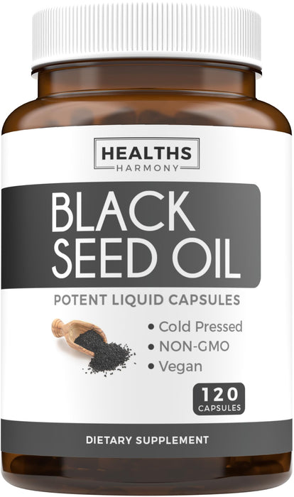 Black Seed Oil - 120 Softgel Capsules Skin Health (Non-GMO & Vegan) Cold-Pressed Nigella Sativa Producing Pure Black Cumin Seed Oil with Vitamin E - 500mg Each, 1000mg Per 2 Capsule ServingGET 20% OFF STOREWIDE!