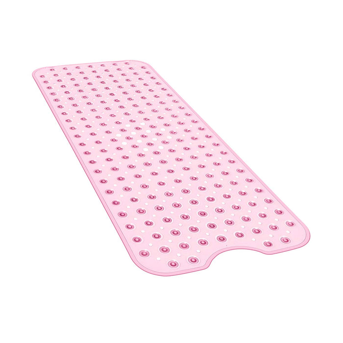 YINENN Bath and Shower Safety Mats 40x16 inch, Non Slip with Suction Cups for Bathroom Stall and Tub Floor, Extra Large and Machine Washable, Drain Holes Keep Bathtub Clean, Light Pink