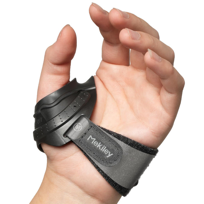 Mekiley CMC Thumb Support Brace - with Firm Supportive Wrist Strap, Dual Density Thumb Brace Stabilizes CMC Joint, Pain Relief for Osteoarthritis for Women and Men (Black, Left Hand, Medium)