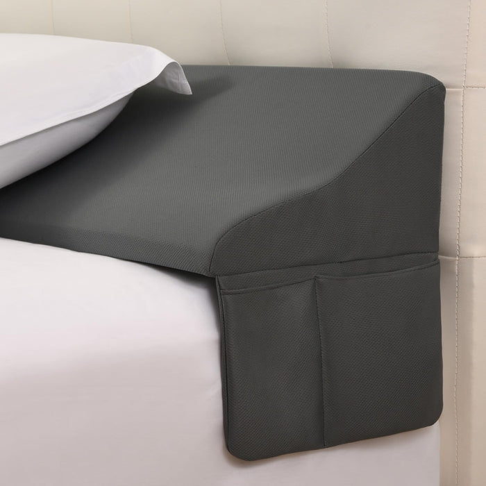 Vekkia King Bed Wedge Pillow for Headboard Gap Filler(0-7"),High-Density Foam,Prevents Pillows & Items from Falling,Ergonomic Design,Large Storage Pockets, Removable&Washable Cover,Gray,76''x7''x11''