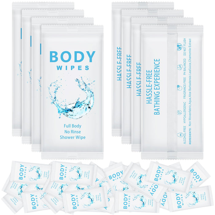 Treela 300 Pcs Bulk Large Body Wipes Individually Wrapped Big Bath Wipes for Adults Bathing No Rinse Shower Bulk Deodorant for Homeless Hygiene Personal Cleansing for Travel Gym(7.09" X 9.84",White)