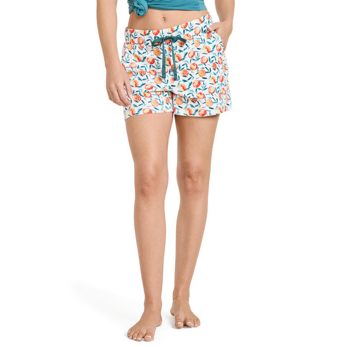 Jockey Women's Sleepwear Organic Cotton Stretch Short, Pretty Teal Peaches, L