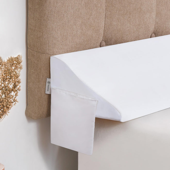 Vekkia Queen Size Bed Wedge Pillow for Headboard, Mattress Gap Filler, Bed Gap Filler to Close The Gap, Triangle Bloster Pillow (0-4.5") Between Your Headboard and Mattress, White