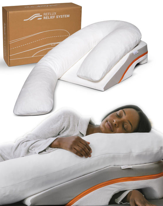 MedCline Reflux Relief System, Bed Wedge Pillow for Acid Reflux and GERD Relief with Therapeutic Body Pillow, Insert, and Covers, Inclined Sleep Position with Arm Pocket, Medium for 5'5" to 5'11" Tall