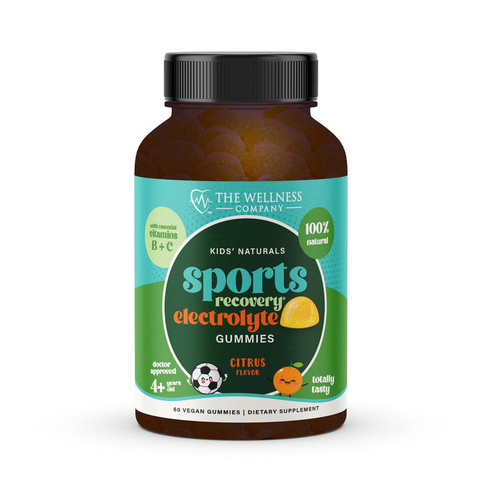 The Wellness Company Kids Sports Recovery Gummy Supplement | 60 Gummies - 1 Month Supply | Natural Eloctrlyte Booster with Essential Vitamins and Minerals to Replenish and Hydrate
