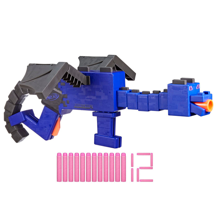 Retros Market Ender Dragon Blaster, 4-Dart Internal Clip, 12 Foam Darts, Inspired by Minecraft Mob