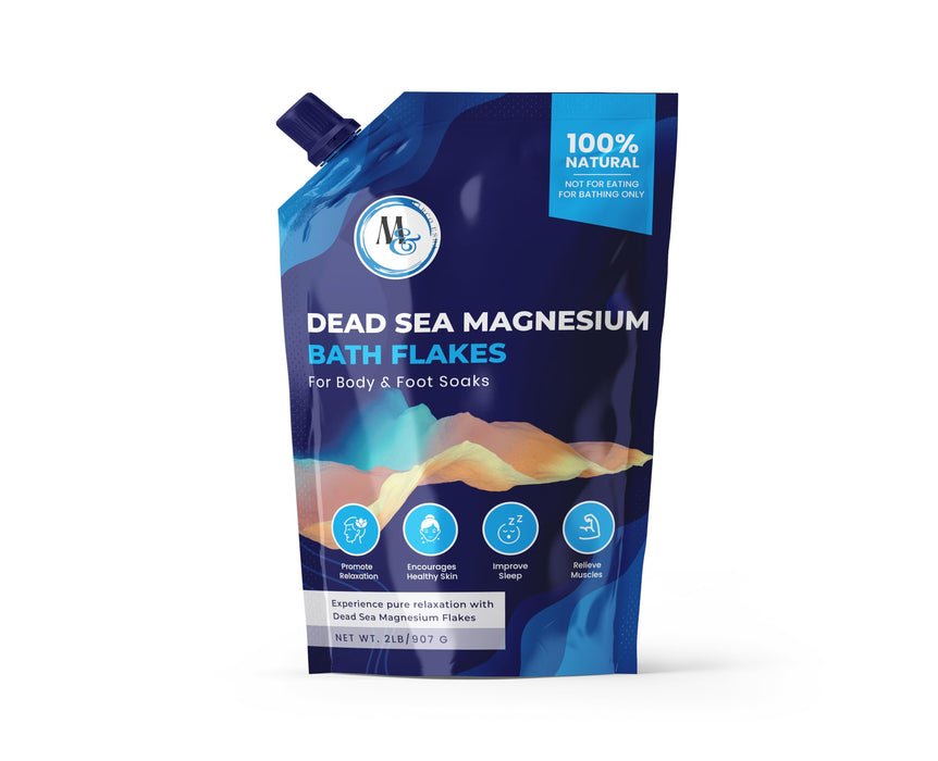 Dead Sea Magnesium Flakes Bath Salts - Superior Alternative to Epsom Salt - Premium Mineral Supplements for Muscle Relief, Aches - Sourced Natural Salts, Relaxing Bath Foot Soak (2 lb) (Unscented)