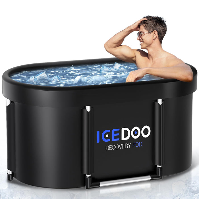 Wxtkkom New Upgrade XL 139-Gallon Oval Ice Bath Tub - 6 Layered Portable Bathtub, Foldable with Cover Cold Plunge Tub for Athletes, Home Gym, Outdoor Recovery Use.