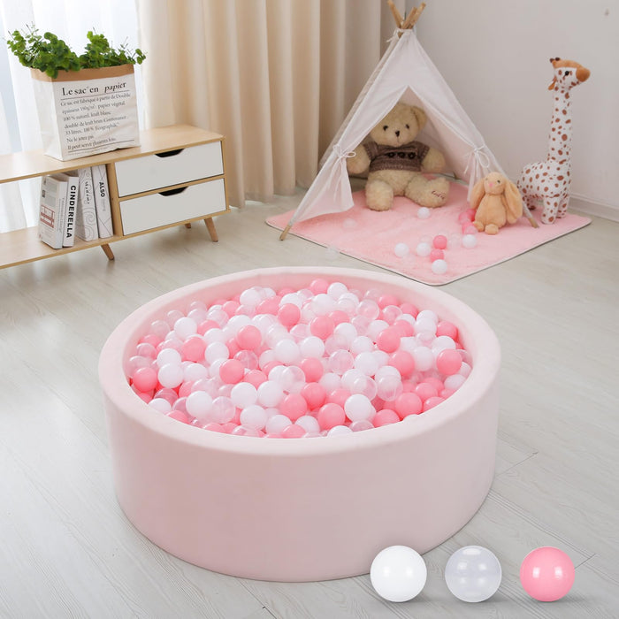 Retros Market Balls for Ball Pit, 100 pcs 2.2 Inches Thicken Soft Plastic Balls for Ball Pool, Crush Proof Ball Pit Balls BPA Phthalate Free Baby Toddler Toy Ball with 3 Color Pink White and Clear