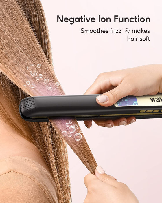 Wavytalk Hair Straightener, 100% Pure Titanium Flat Iron Hair Straightener Dual Voltage Creates Silky Hair Instantly, 1 Inch Flat Iron 170℉-450℉
