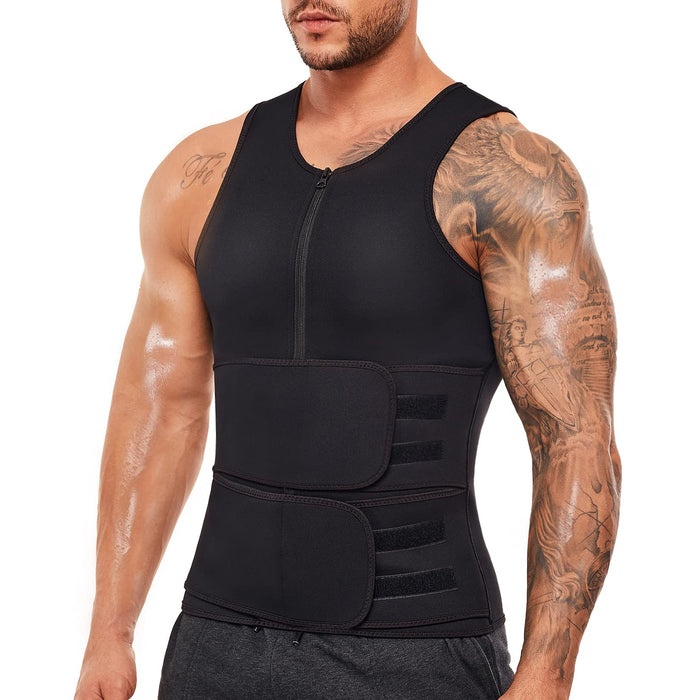 Wonderience Sauna Suit for Men Waist Trainer Neoprene Sweat Vest with Adjustable Waist Trimmer Belt（Black, XXXX-Large）