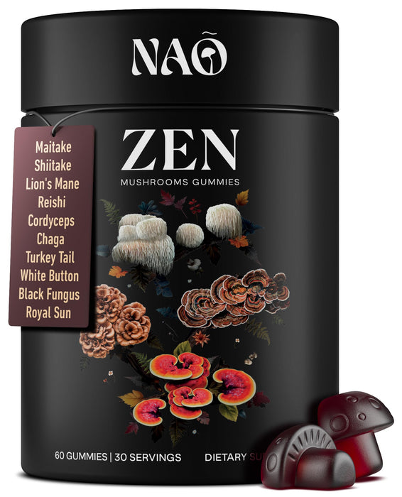 NAO Made in USA 10-in-1 Mushroom Gummies Nootropic – Premium Blend with Reishi, Lion’s Mane, Chaga, Cordyceps, Shiitake, Maitake & Turkey Tail for Brain, Immune & Energy Support –Non-GMO, Vegan