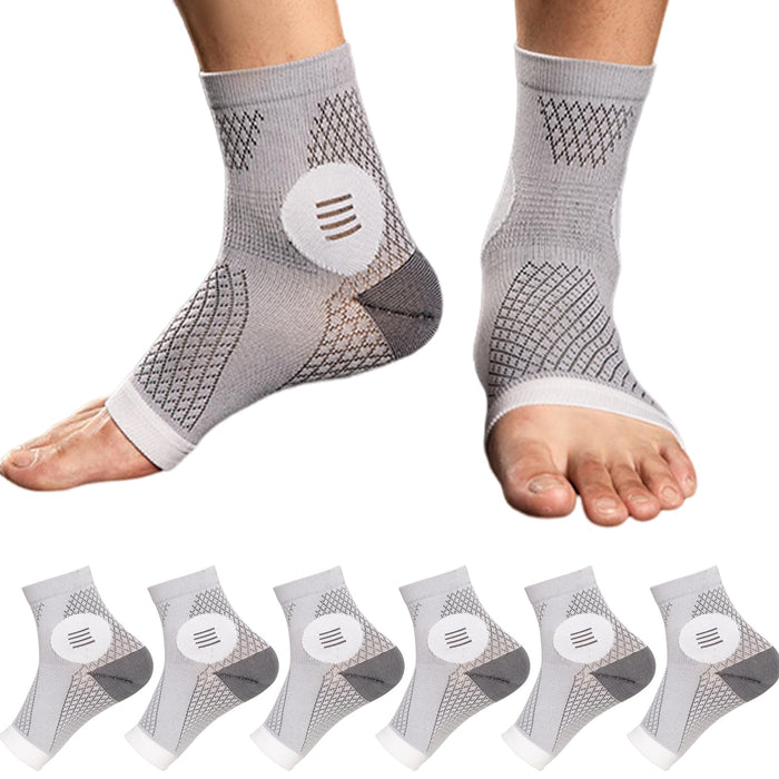 Yanmide 3Pairs Neuropathy Socks - Soothe Relief Compression Socks 20-30 mmHg - Comprex Ankle Sleeves for Arch Support, Achilles Tendonitis, and Foot Pain Relief (Gray, Large)