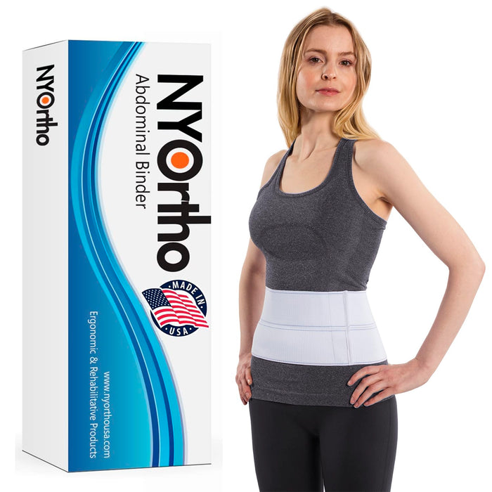 NYOrtho Abdominal Binder 6" 2-Panel - Post-Surgery Compression Wrap for Men and Women - Abdominal Support Belt for Hernia, Muscle Strain, Back Pain Relief - Latex-Free - Made in USA (60"-75")