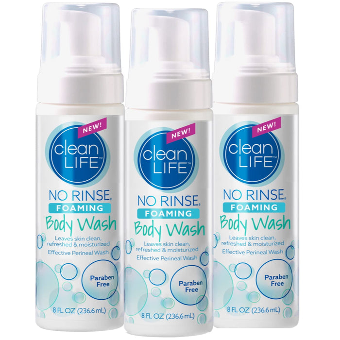 No-Rinse Foaming Body Wash, 8 fl oz (Pack of 3): The Original Formulas, Leaves Skin Clean, Refreshed and Moisturized - Effective Perineal Wash in a Rinse-Free Formula