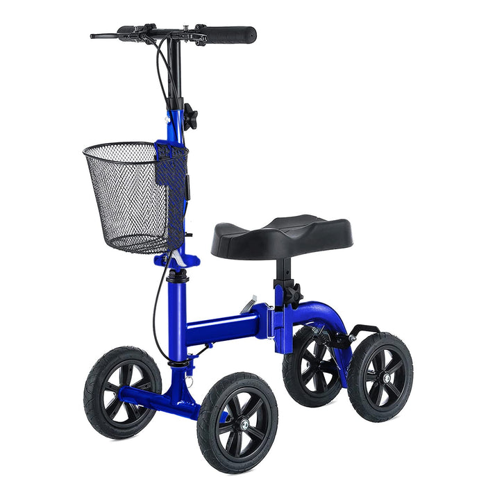RINKMO Knee Scooter, Foldable Knee Walker Economical Leg Scooters for Foot Injuries Best Crutches Alternative (Blue)