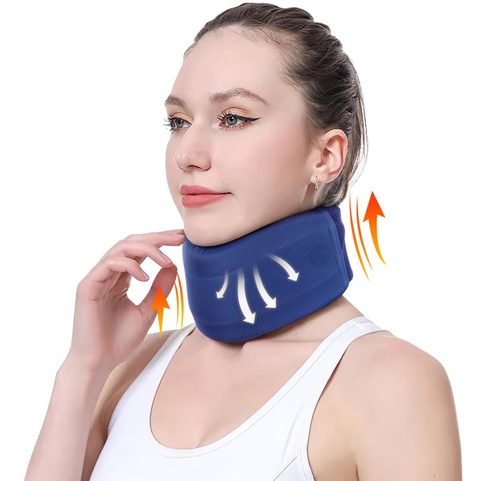 CozyHealth Neck Brace for Neck Pain and Support, Soft Neck Support Relieves Pain & Pressure in Spine for Women & Men, Wrap Align Stabilize Vertebrae Foam Cervical Collar for Sleeping (GBlue, S, 3" Middle Height)