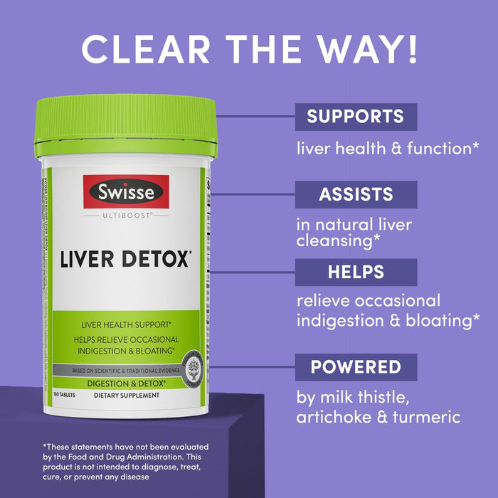 Swisse Milk Thistle Liver Cleanse Detox & Repair | Liver Supplement & Liver Support | Milk Thistle + Turmeric + Artichoke Extract | Milk Thistle Liver Detox & Fatty Liver Supplement | 180