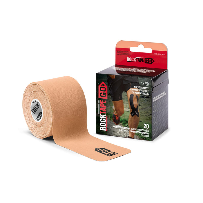 RockTape Go Extra-Sticky Adhesive Pre-Cut Kinesiology Tape (Beige)