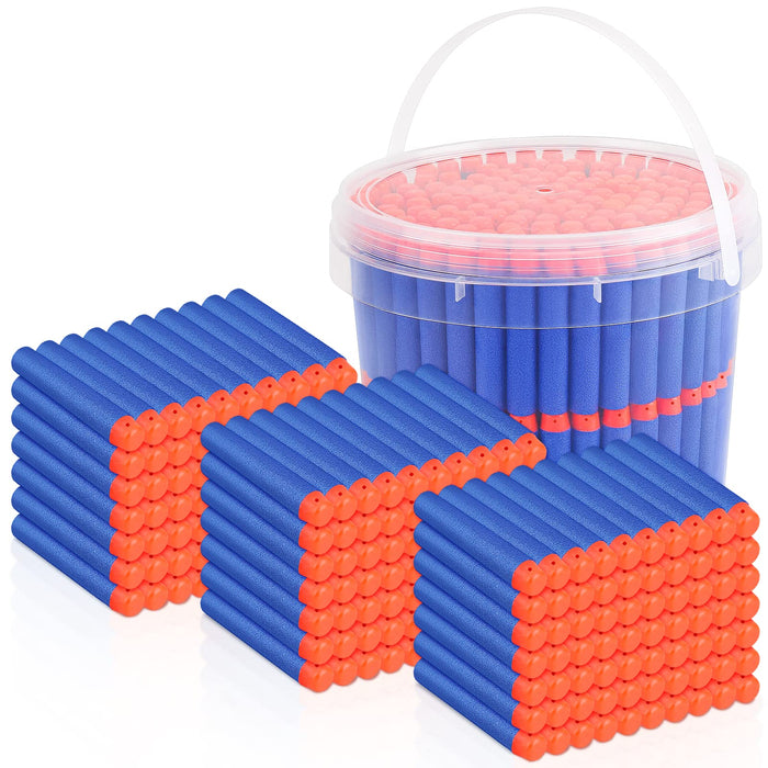Retros Market Refill Darts Bullets Compatible with Nerf Guns N-Strike Elite Series, 300PCS Refill Darts Premium Foam Bullets Pack with Portable Storage Bucket