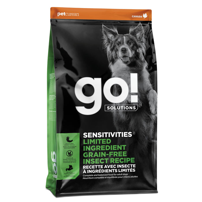 Go! Solutions Sensitivities Limited Ingredients, Grain-Free Dry Dog Food, Insect Recipe for Sensitive Stomach, 3.5 lb Bag