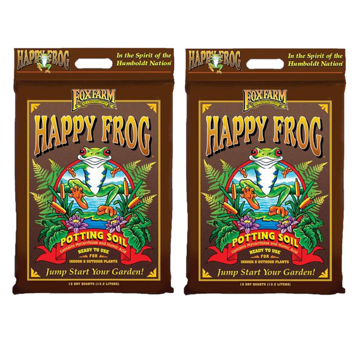 FoxFarm Happy Frog Potting Soil, 12qt (Pack of 2) - for Indoor/Outdoor Container Plants, Improves Root Efficiency, pH Adjusted for Optimal Nutrient Uptake - Contains Microbes and Humic Acids