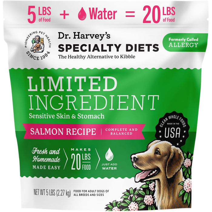 Dr. Harvey's Specialty Diet Limited Ingredient - Human Grade Dog Food for Dogs with Sensitivities - Salmon Recipe (5 Pounds)