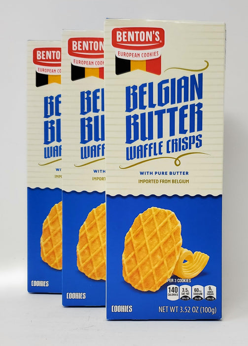 Belgian Butters Waffle Crisps, Imported From Belgium 3.52oz/100g (Pack of 3)