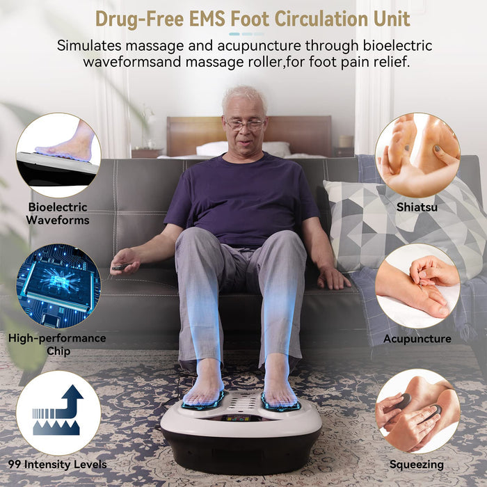 FIT KING Neuropathy Pain Relief for Feet Massager, EMS Foot Massager for Neuropathy with TENS Pads,Foot Circulation Stimulator for Plantar Fasciitis, Diabetes Foot Pain Relief (FSA HSA Approved)