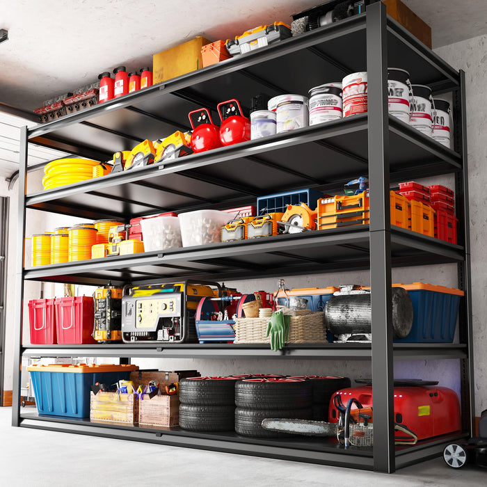 REIBII Garage Shelving 78" H, Storage Shelves Heavy Duty Shelving Unit Load 3000LBS, 5 Tier Adjustable Metal Shelves for Warehouse, Basement, Pantry, Factory, 55" W x 26" D x 78" H
