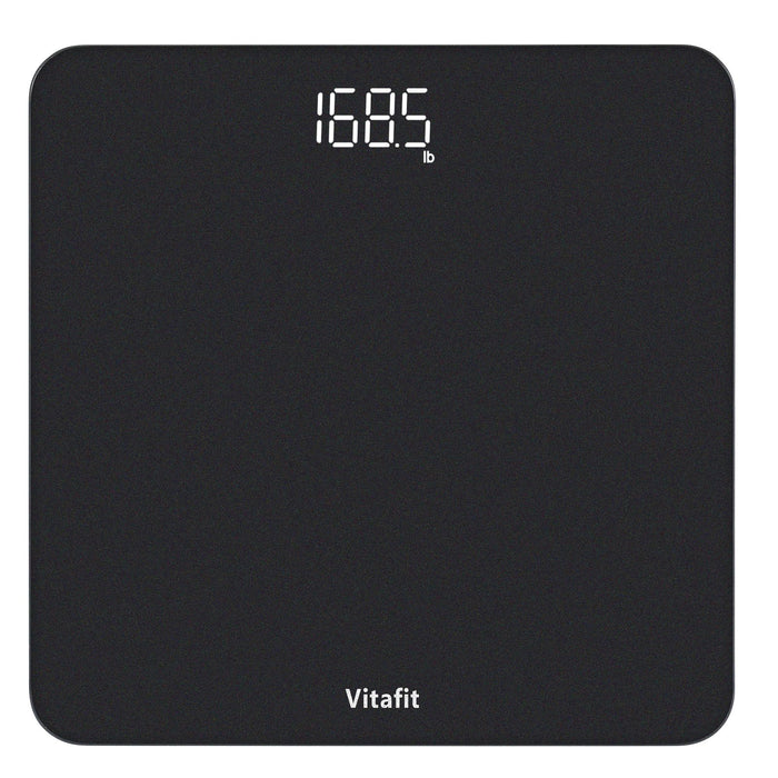 Vitafit Digital Bathroom Scale for Body Weight, Weighing Professional Since 2001, Clear LED Display and Step-On, 3*AAA Batteries Included, 400lb/180kg, Spray Silver Black