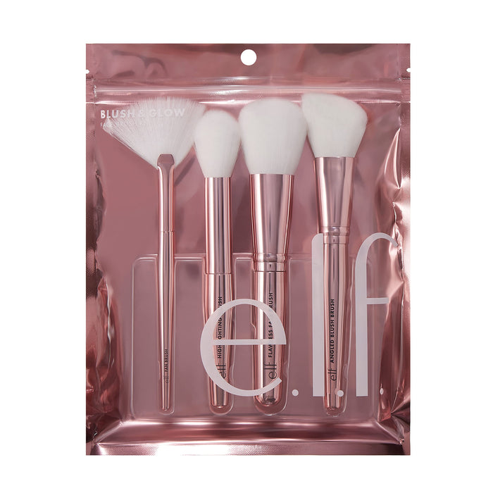 e.l.f. Cosmetics Blush & Glow Brush Kit, Blushes For Applying Powder, Blush, Bronzer & Highlighter, Creates A Seamless Finish