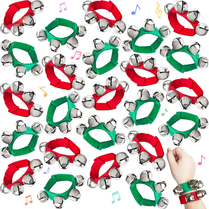 24 Pcs Band Wrist Bells,Adjustable Musical Hand Ankle Bells,Wrist Shaking Jingle Bells for Birthday Gift,Christmas Party Favors