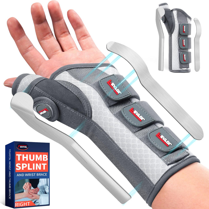 FEATOL Carpal Tunnel Wrist Brace Night Support, FSA or HSA Thumb Spica Splint Left Hand for De Quervains Tenosynovitis, Tendonitis, Wrist Brace With Thumb Support-Medium/Large-Women & Men, Pink